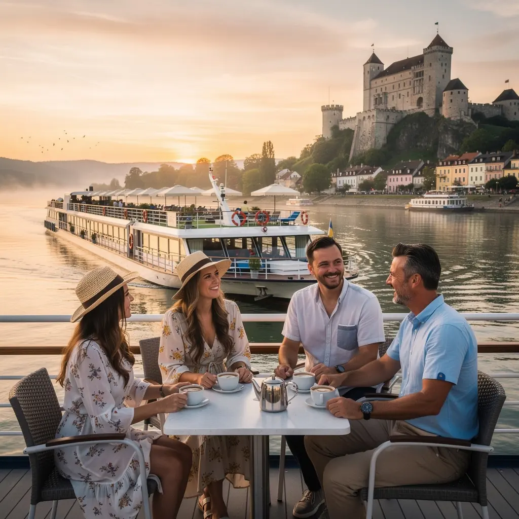 A bird's-eye view of winding river paths through Slovakia’s beautiful countryside and historical sites.